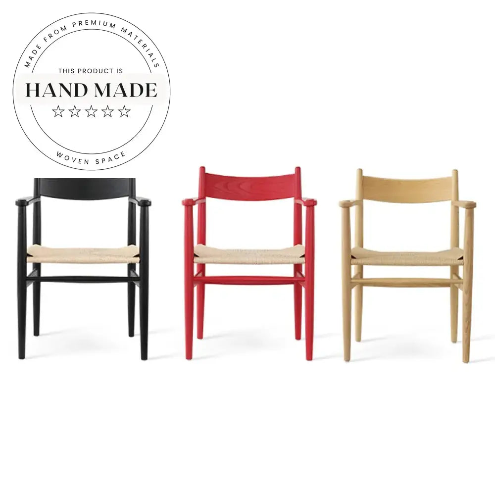 Nordic Denmark Solid Wood Rattan Weave Mid-Century Modern Armchair