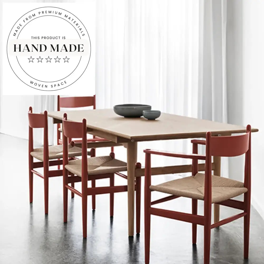 Nordic Denmark Solid Wood Rattan Weave Mid-Century Modern Armchair