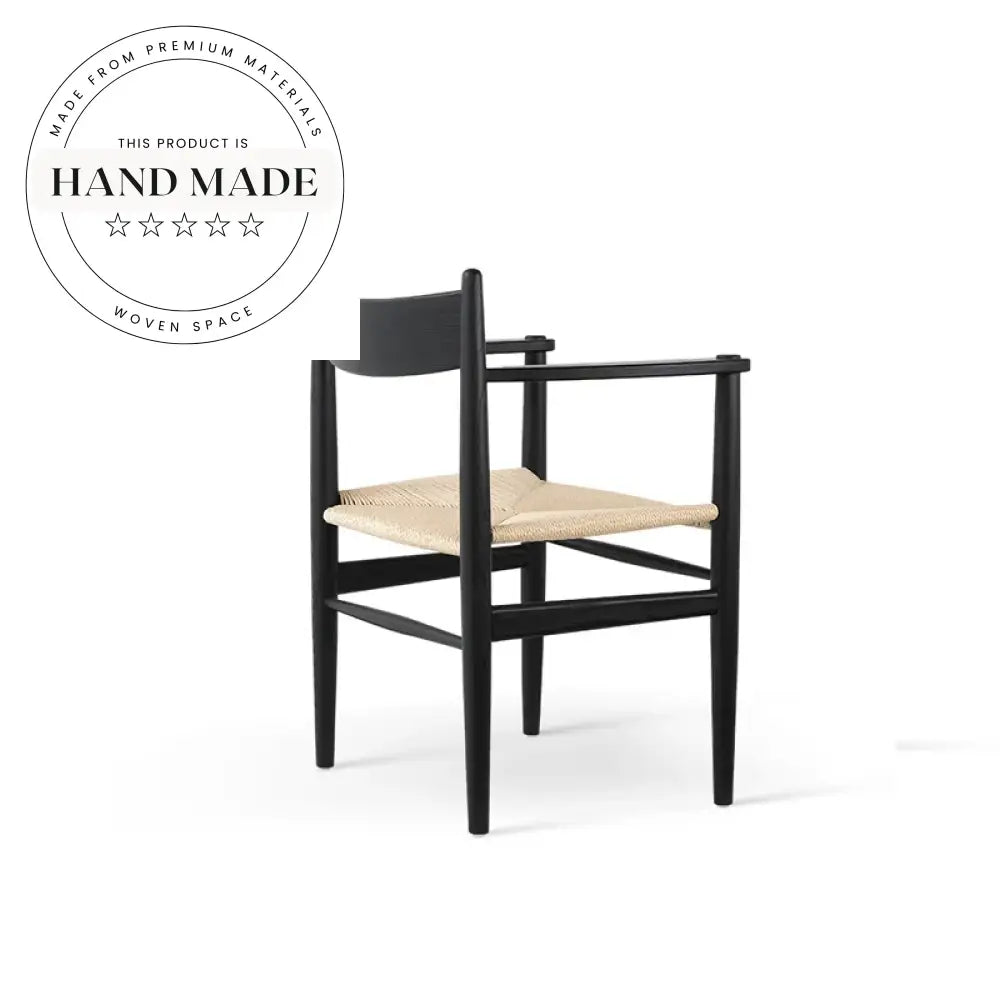 Nordic Denmark Solid Wood Rattan Weave Mid-Century Modern Armchair