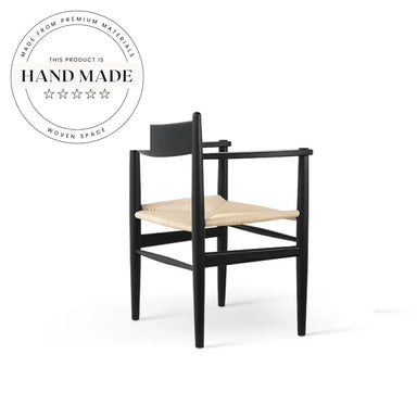 Nordic Denmark Solid Wood Rattan Weave Mid-Century Modern Armchair