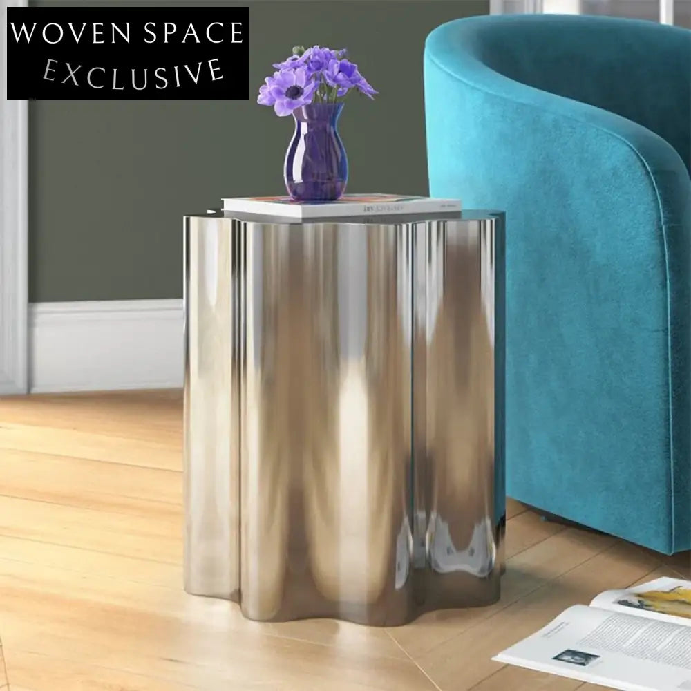 Nordic Elegant Flower Stainless Steel Coffee Table for Modern Living Rooms