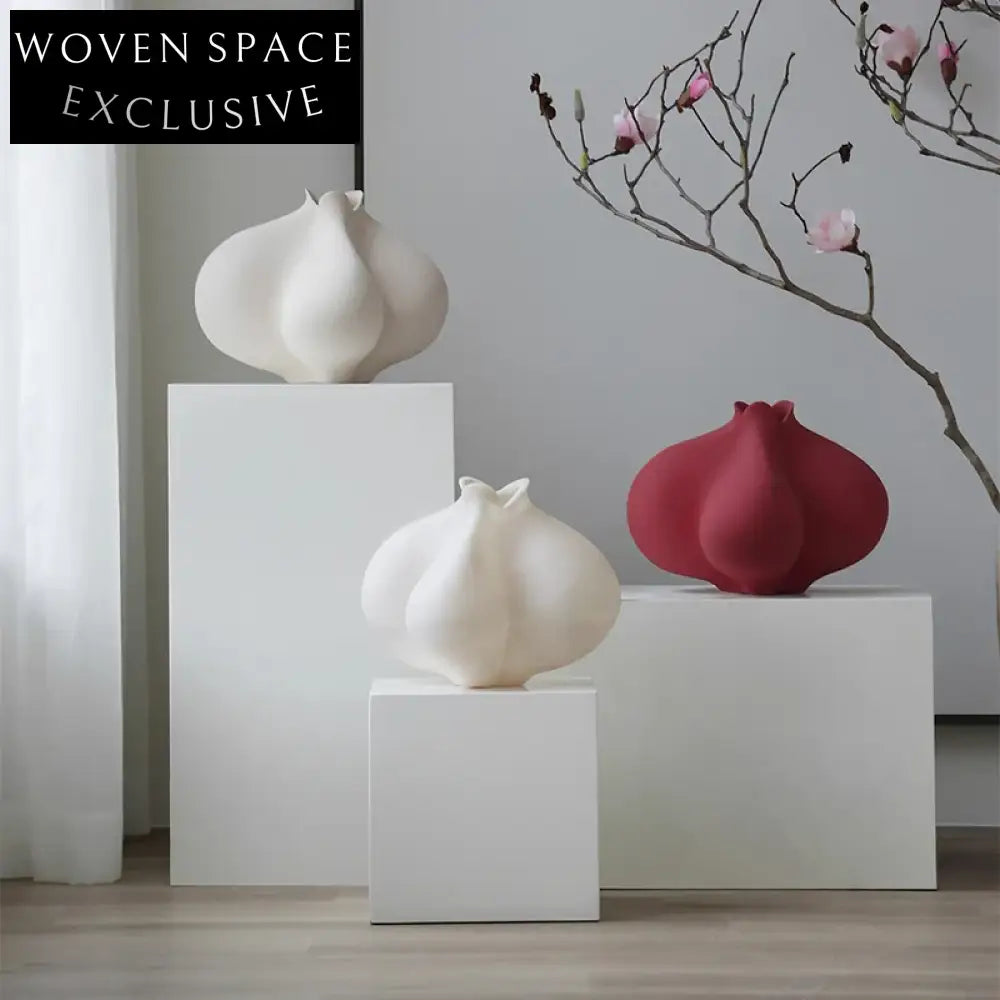 Nordic Elegant Handmade Ceramic Flower Vase Set for Home Decor