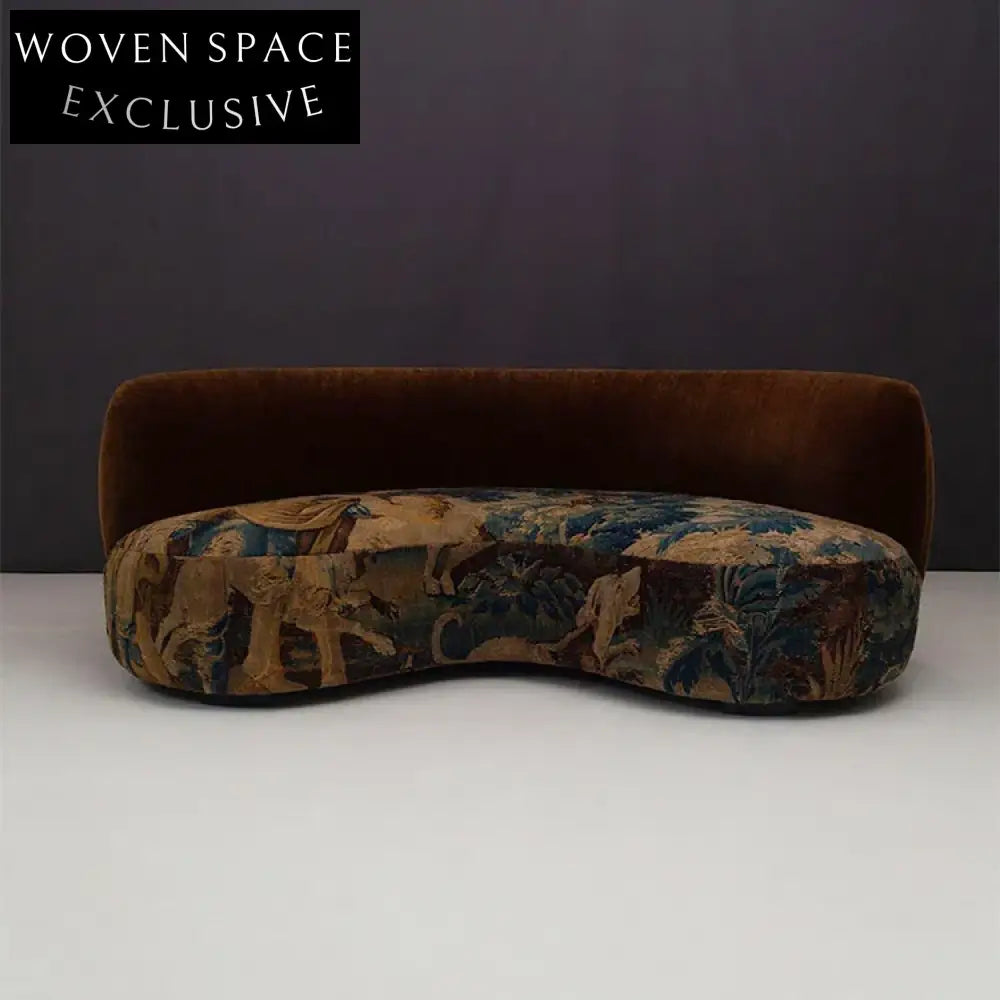 Nordic Elegant Three-Seater Curved Fabric Modern Living Room Lounge Sofa