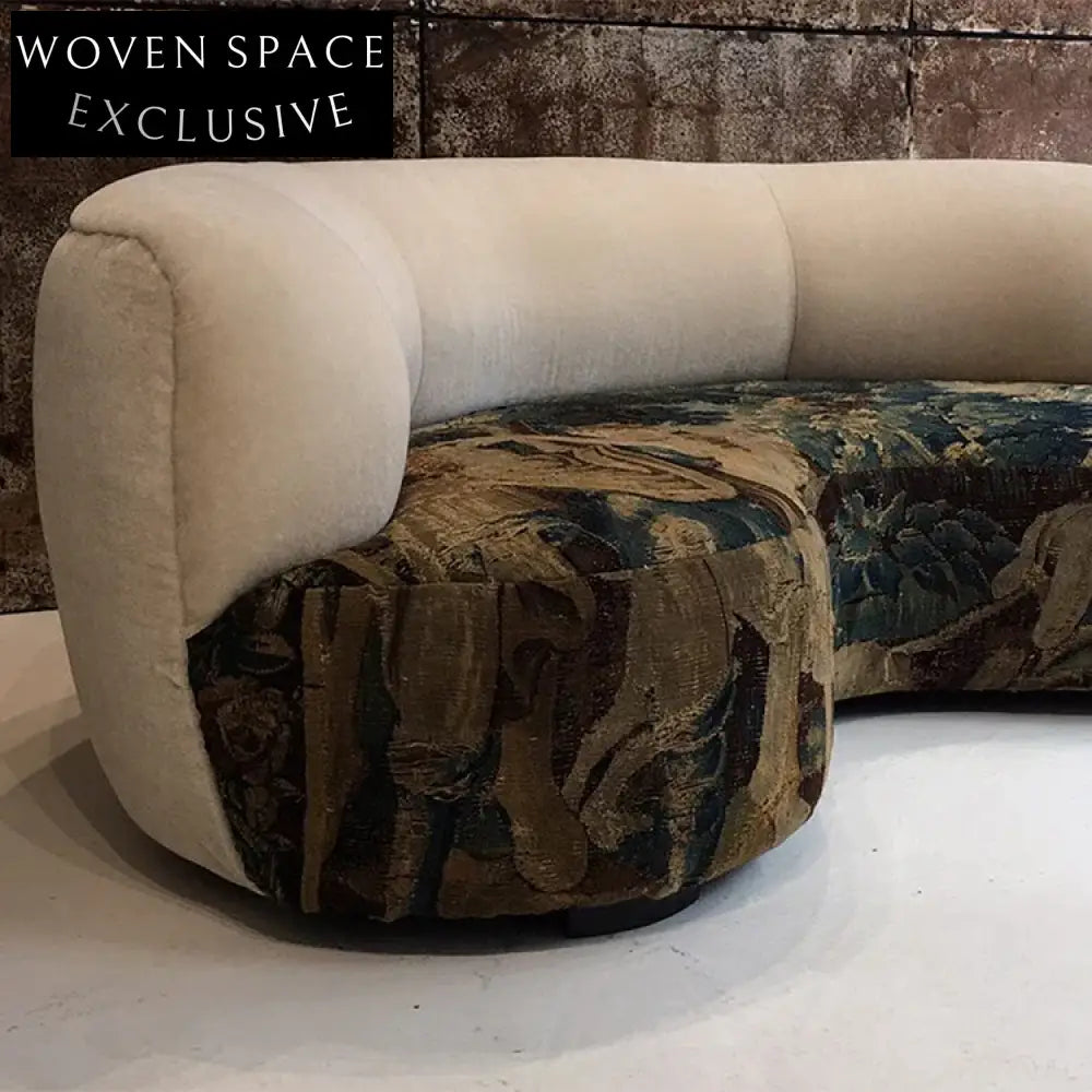 Nordic Elegant Three-Seater Curved Fabric Modern Living Room Lounge Sofa