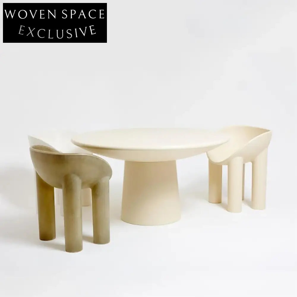 Nordic Elephant Leg Round Fiberglass Dining Table 120cm