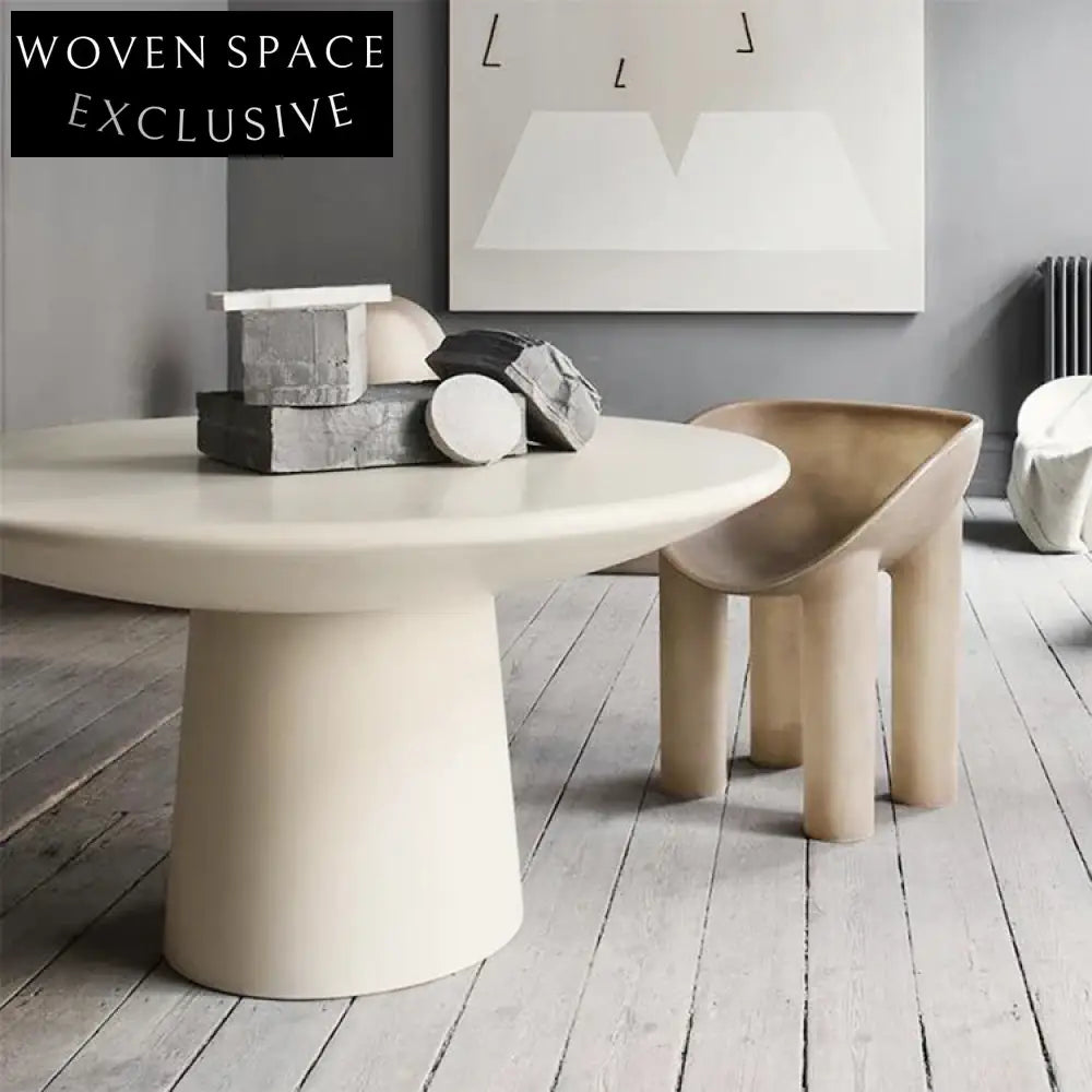 Nordic Elephant Leg Round Fiberglass Dining Table 120cm