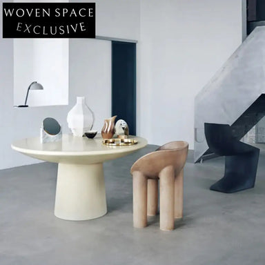 Nordic Elephant Leg Round Fiberglass Dining Table 120cm