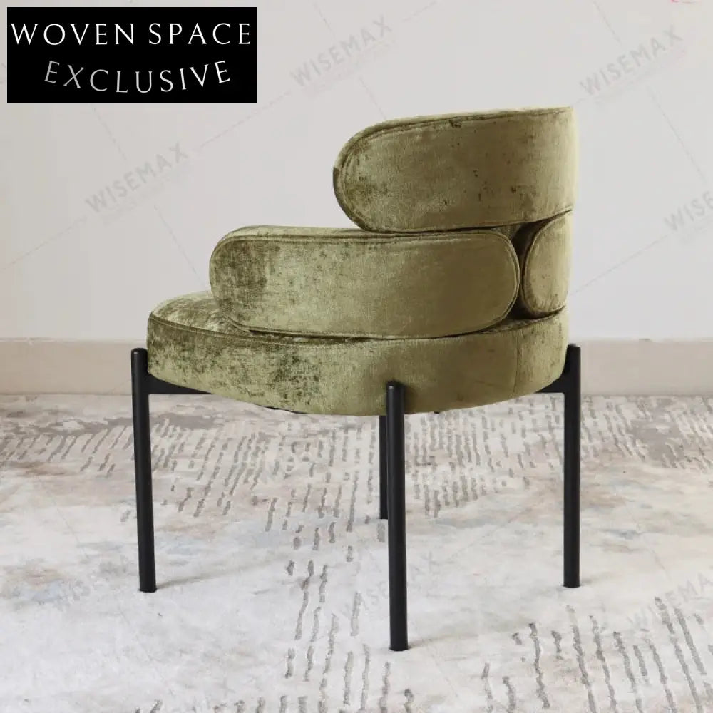 Nordic Fabric Dining Chair with Curved Backrest and Metal Frame