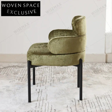 Nordic Fabric Dining Chair with Curved Backrest and Metal Frame