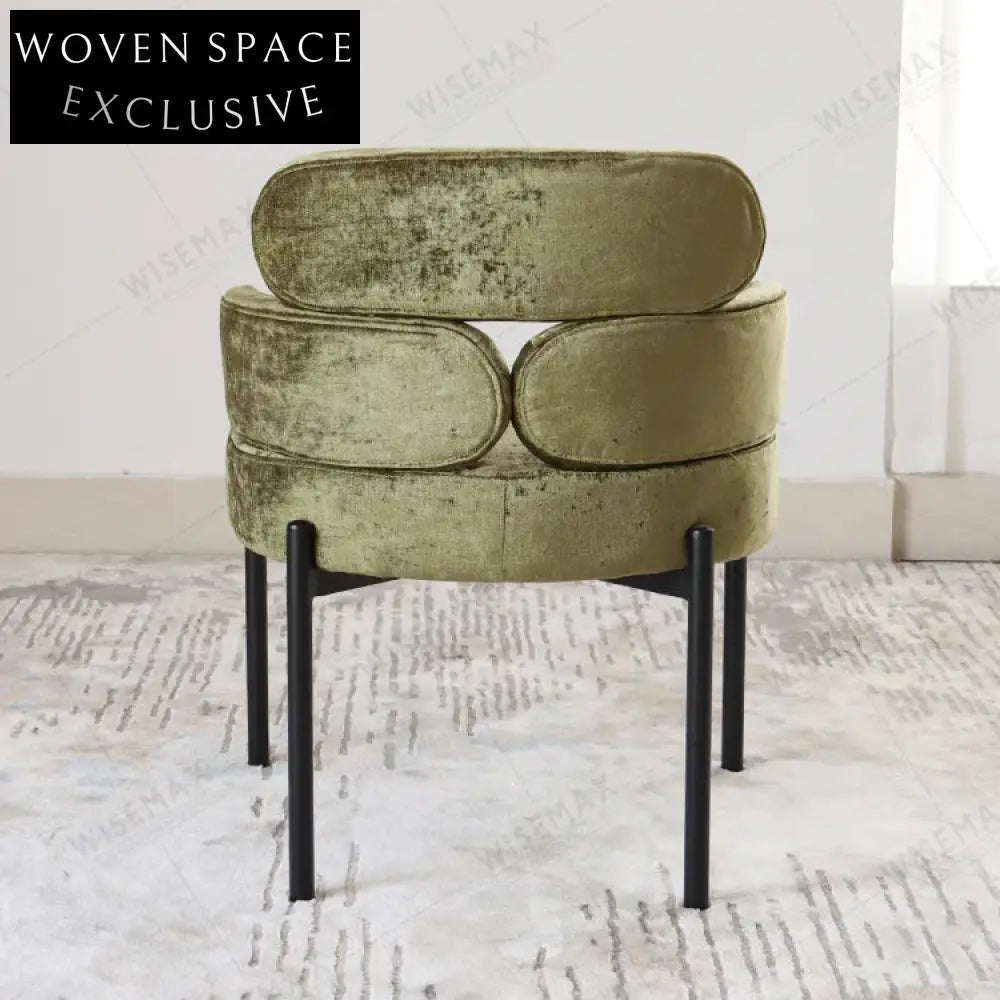 Nordic Fabric Dining Chair with Curved Backrest and Metal Frame