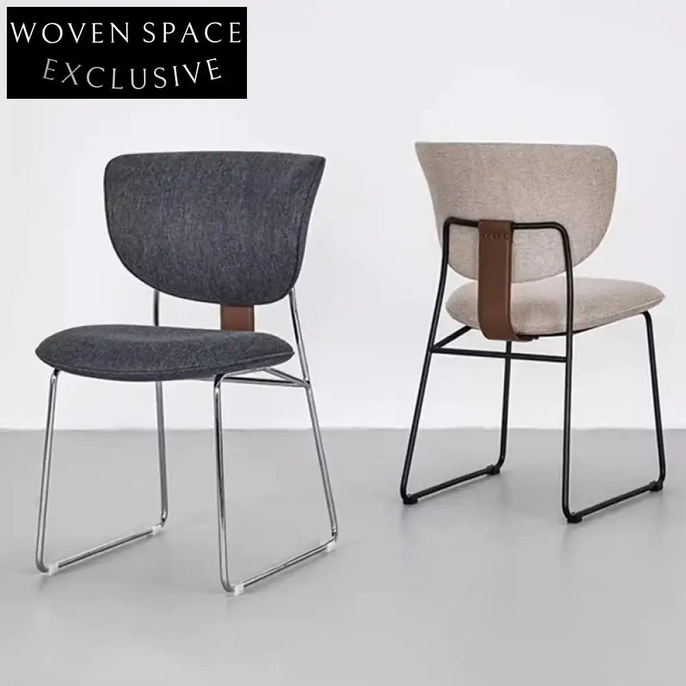 Nordic Fabric High Back Accent Dining Chair with Sturdy Metal Legs