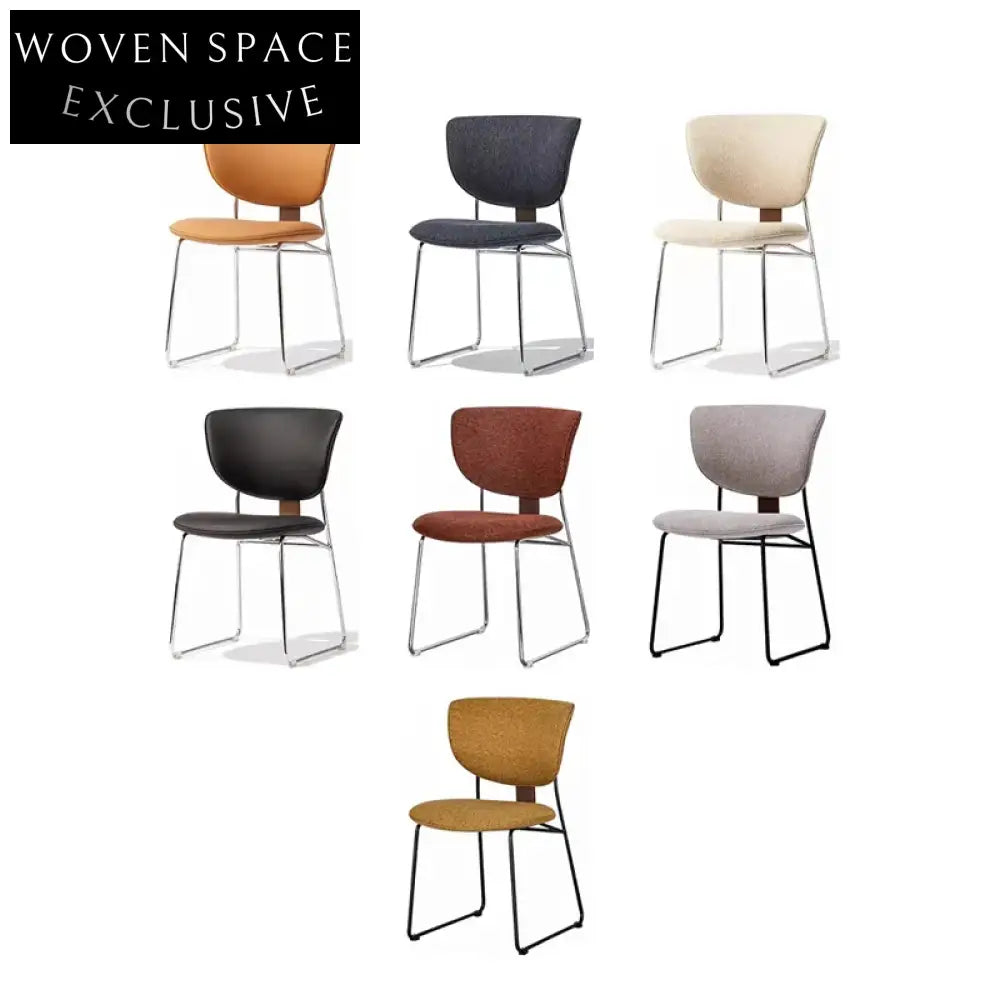 Nordic Fabric High Back Accent Dining Chair with Sturdy Metal Legs