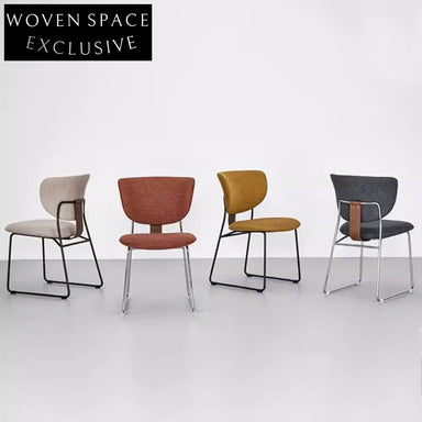 Nordic Fabric High Back Accent Dining Chair with Sturdy Metal Legs