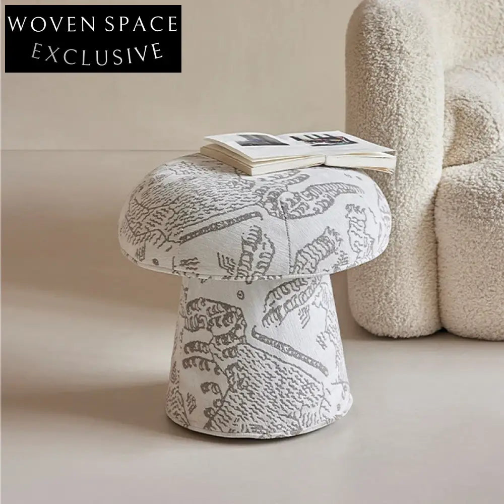Nordic Fabric Tiger Pattern Small Round Ottoman Accent Stool for Modern Homes