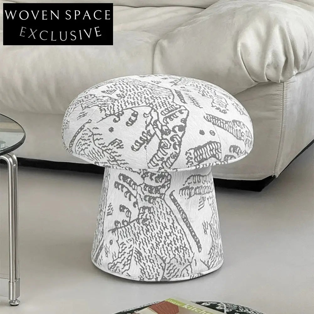 Nordic Fabric Tiger Pattern Small Round Ottoman Accent Stool for Modern Homes