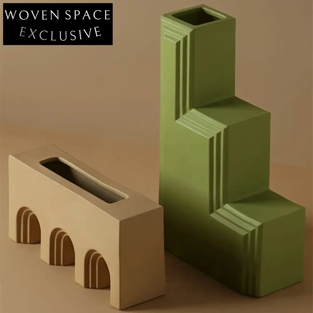 Nordic Geometric Dry Flower Ceramic Art Vase for Living Room Decor