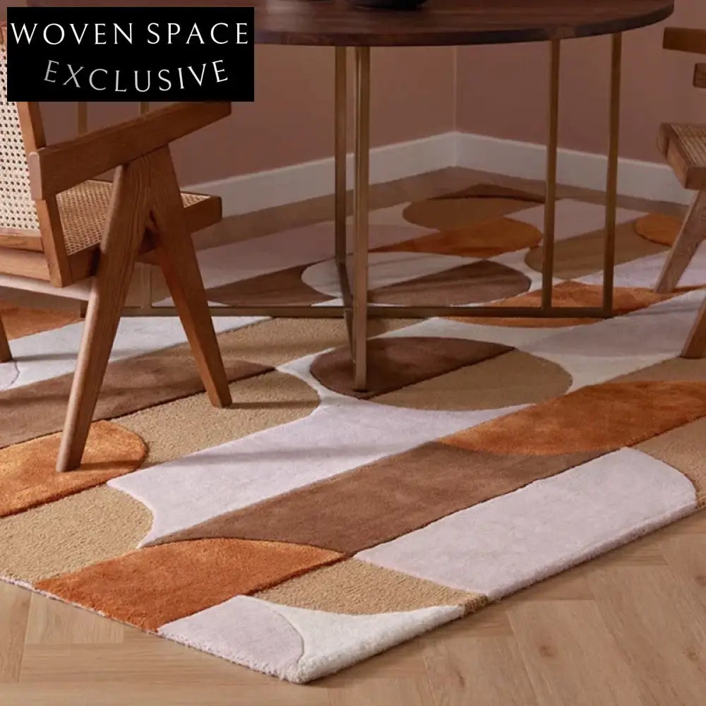 Nordic Geometric Pattern Polyester Area Rug for Living Room Decor