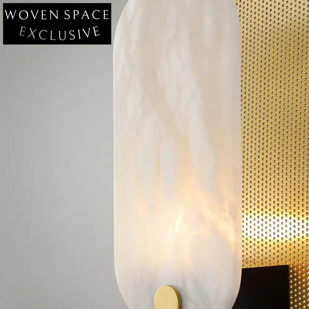 Nordic Gold Metal Marble Desk Lamp for Bedroom, Rectangle Natural Stone Design