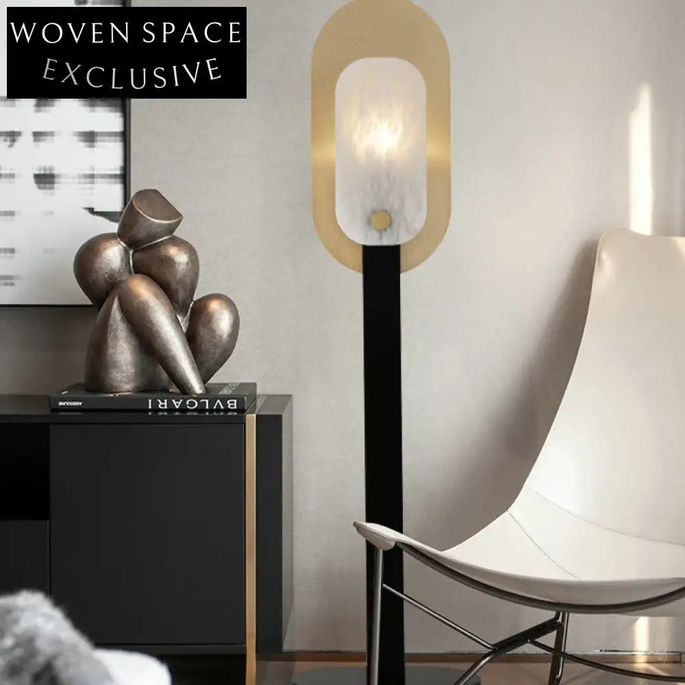 Nordic Gold Metal Marble Desk Lamp for Bedroom, Rectangle Natural Stone Design