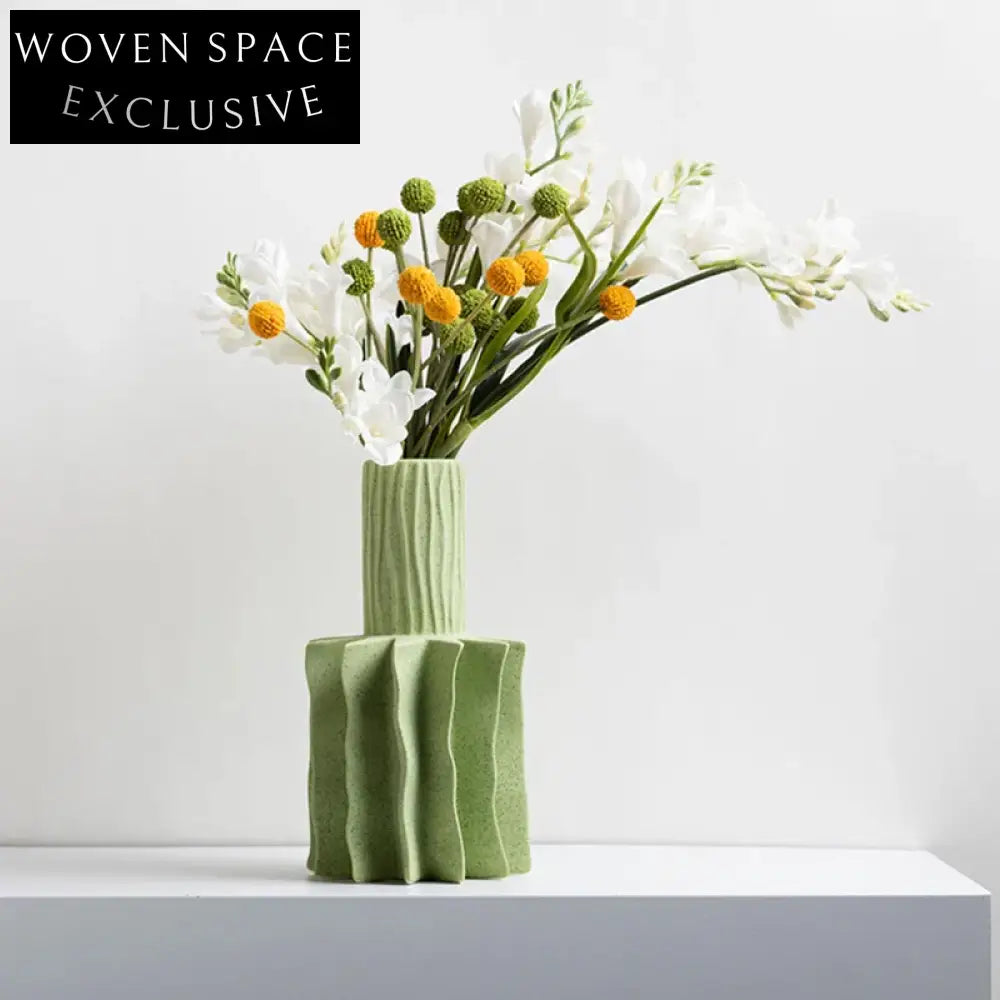 Nordic Green Ceramic Vases: Modern Home Decor, Art Flower Displays