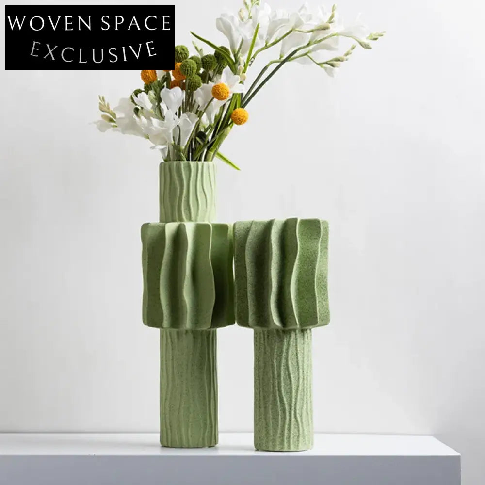 Nordic Green Ceramic Vases: Modern Home Decor, Art Flower Displays
