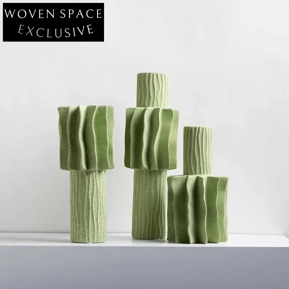 Nordic Green Ceramic Vases: Modern Home Decor, Art Flower Displays