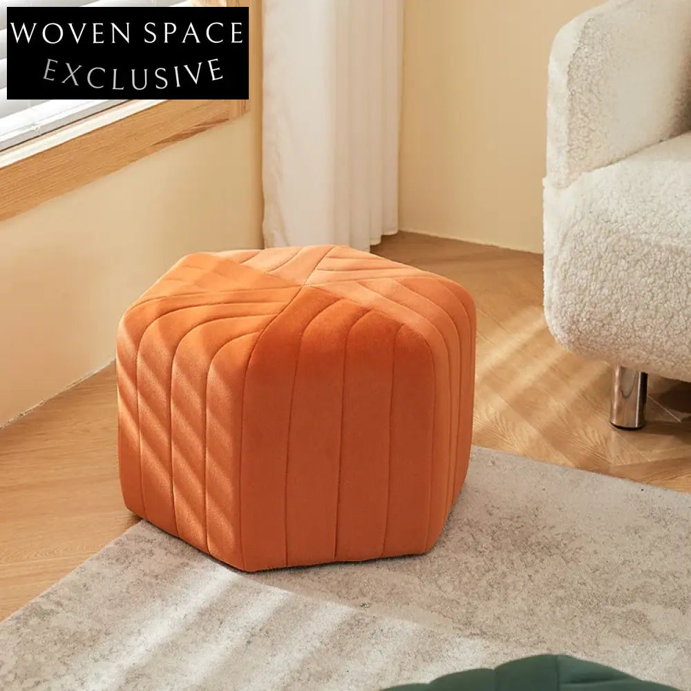 Nordic Hexagonal Fabric Ottoman Pouf Chair for Modern Home Decor