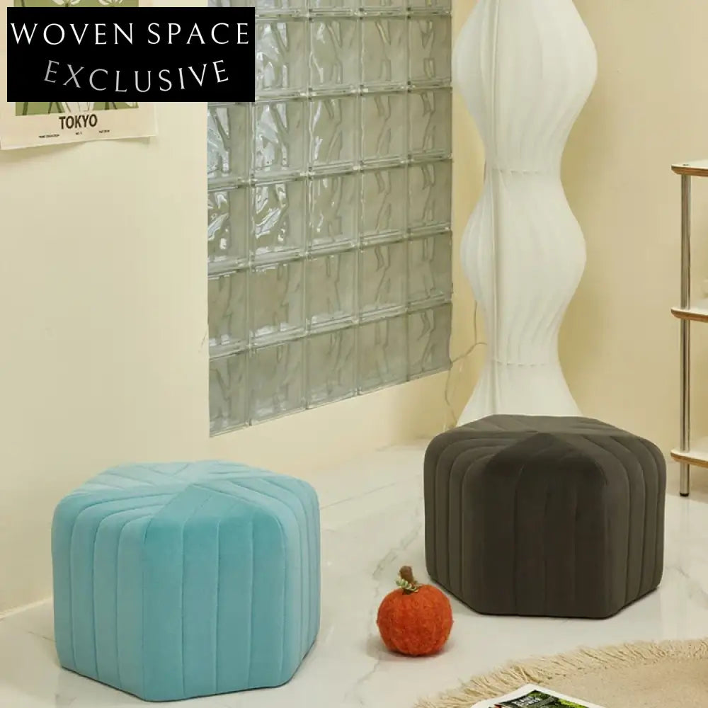 Nordic Hexagonal Fabric Ottoman Pouf Chair for Modern Home Decor