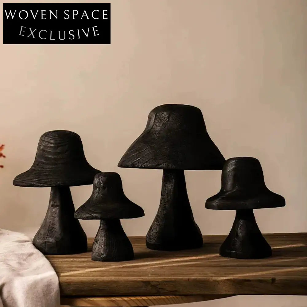 Nordic Inspired Wooden Mushroom Art Decor, Elegant Home Accent Sculpture Collection