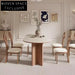 Nordic Japandi Solid Wood Oval Travertine Slate Top Elegant Dining Table