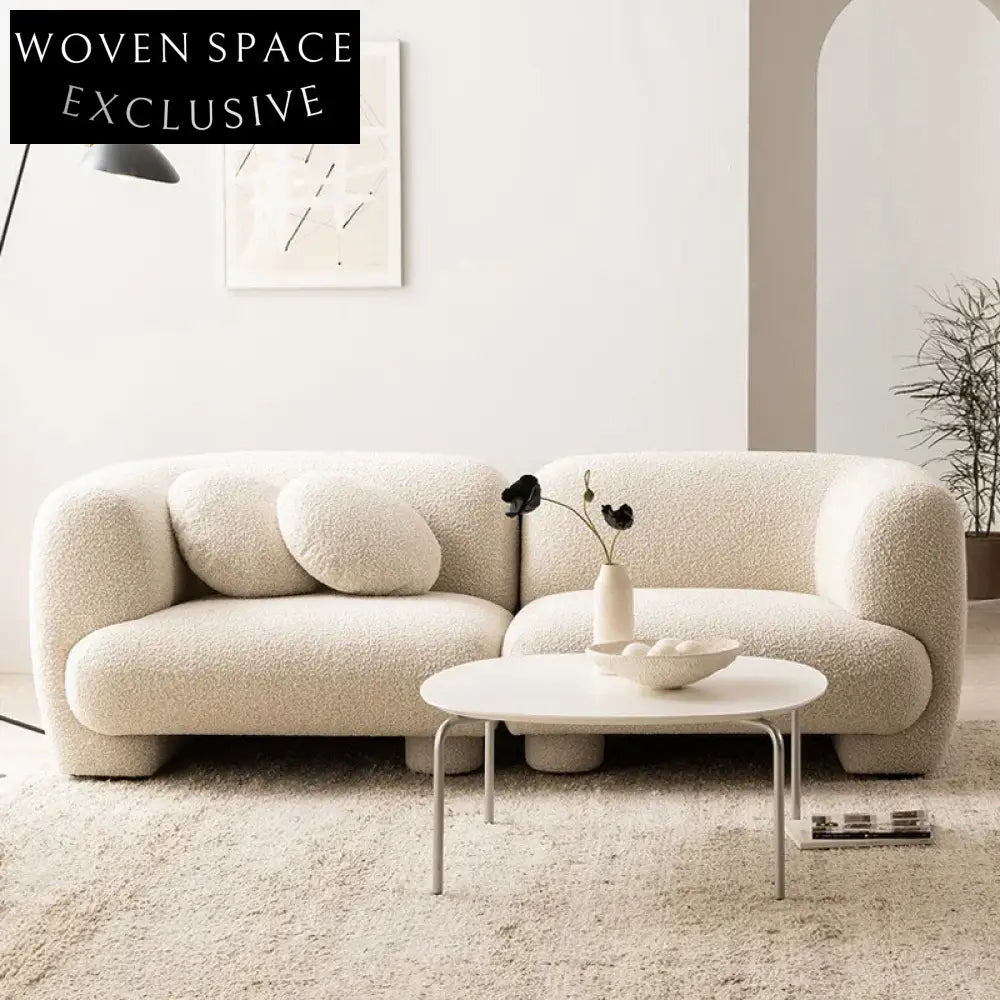 Nordic L-Shape Boucle Fabric Modular Sectional Sofa Couch Set for Living Room