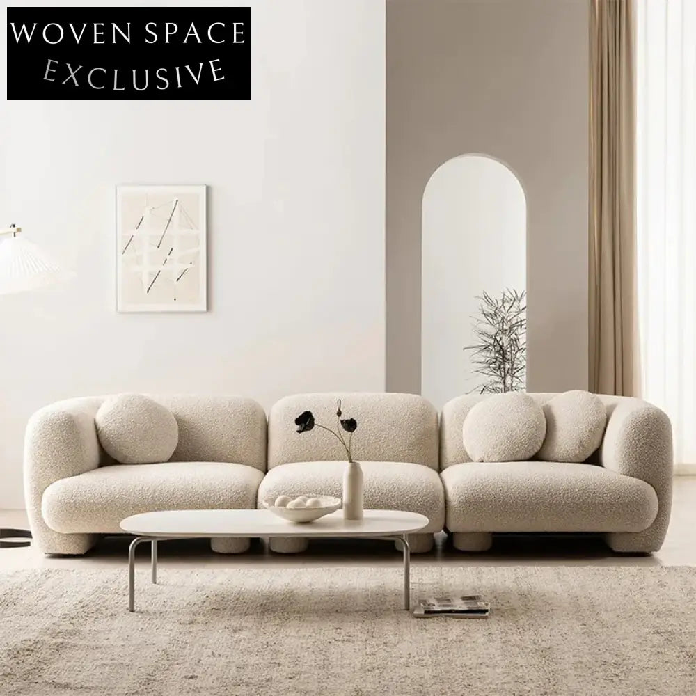 Nordic L-Shape Boucle Fabric Modular Sectional Sofa Couch Set for Living Room