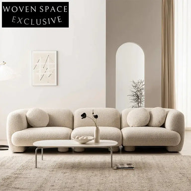 Nordic L-Shape Boucle Fabric Modular Sectional Sofa Couch Set for Living Room