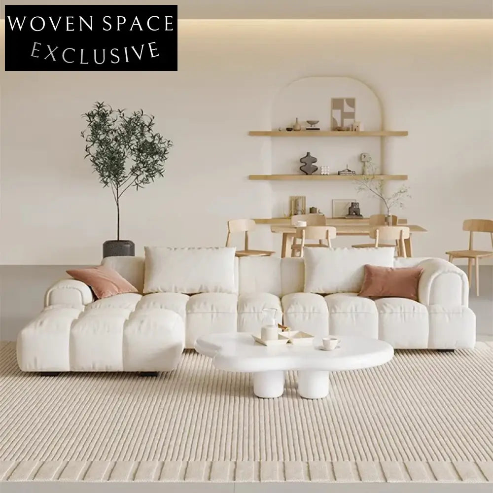 Nordic L-Shaped Modular Boucle Velvet Fabric Sofa Combination Set for Living Room