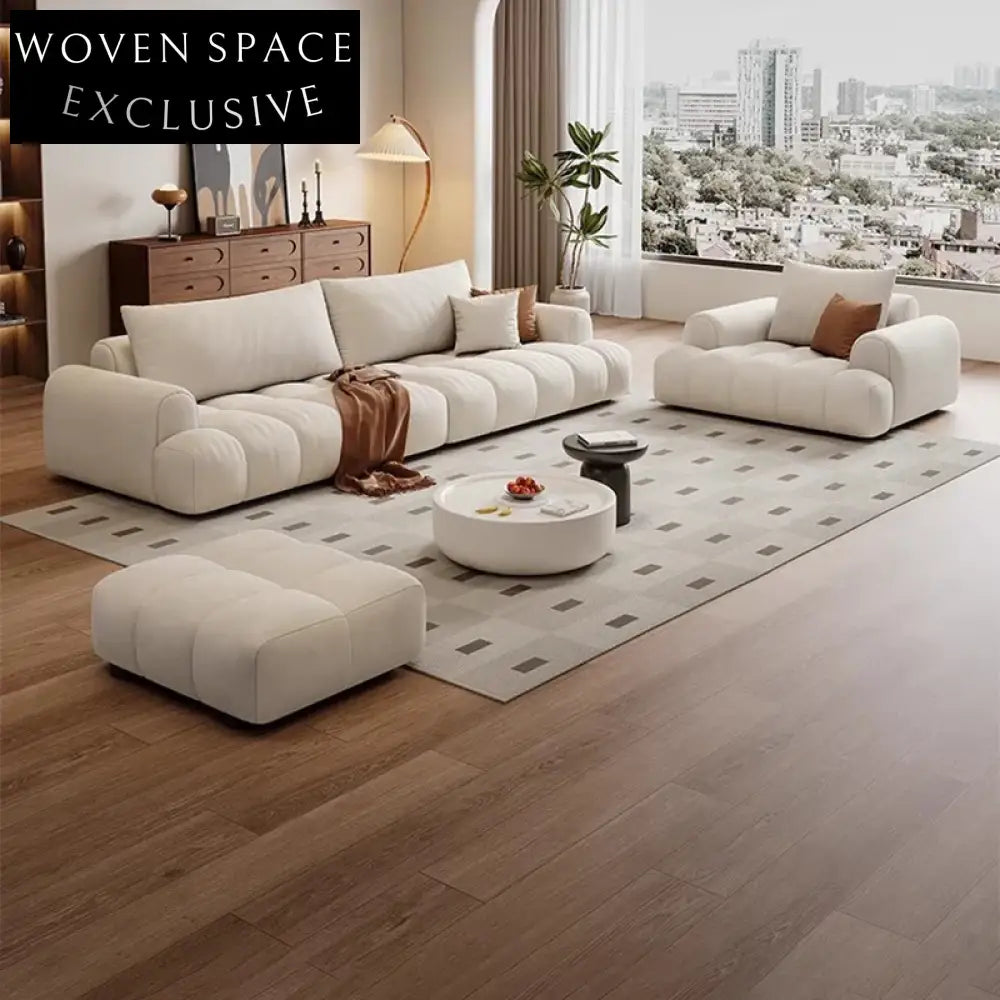Nordic L-Shaped Modular Boucle Velvet Fabric Sofa Combination Set for Living Room