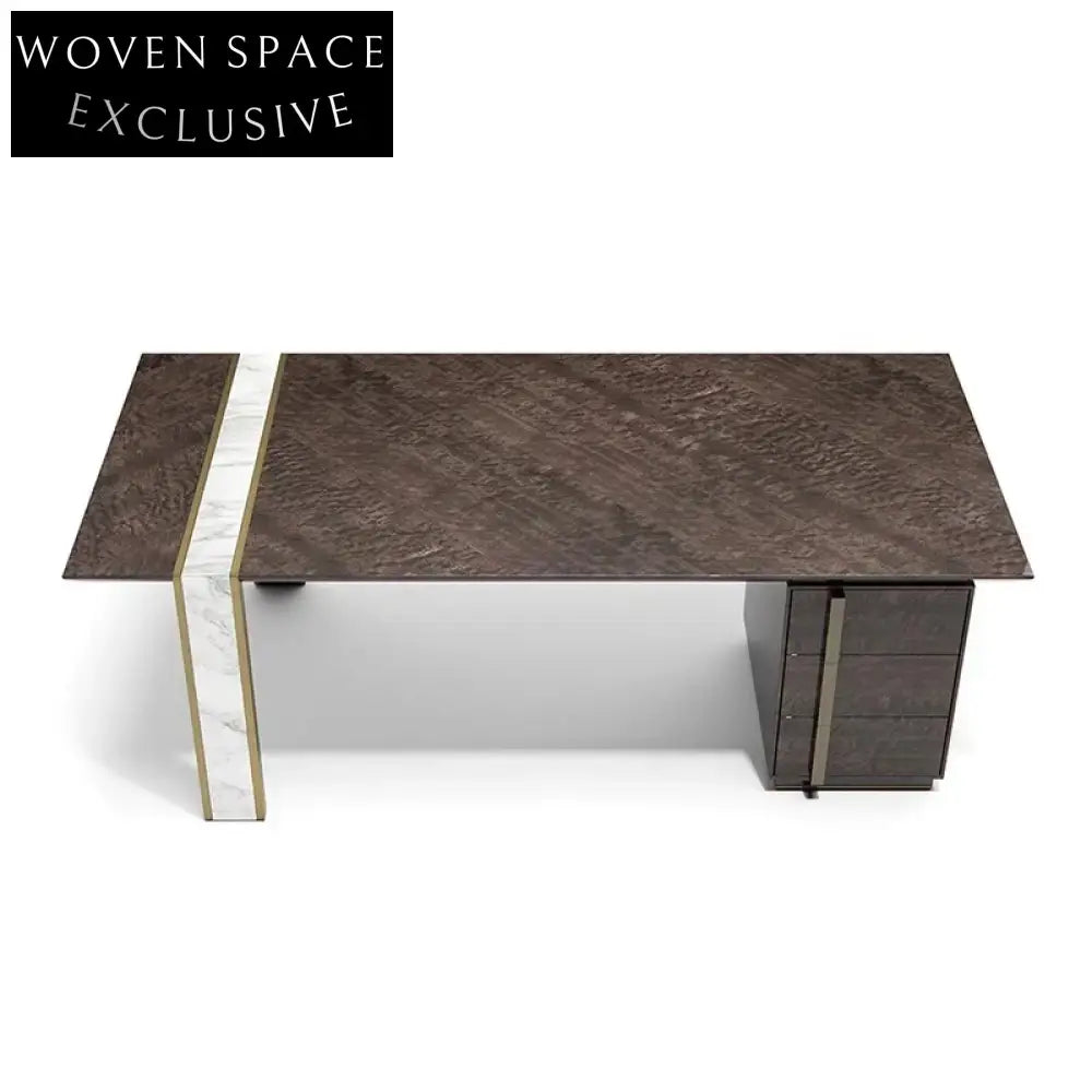 Nordic Light Luxury Marble Top Executive Desk for Modern Home Office Villa