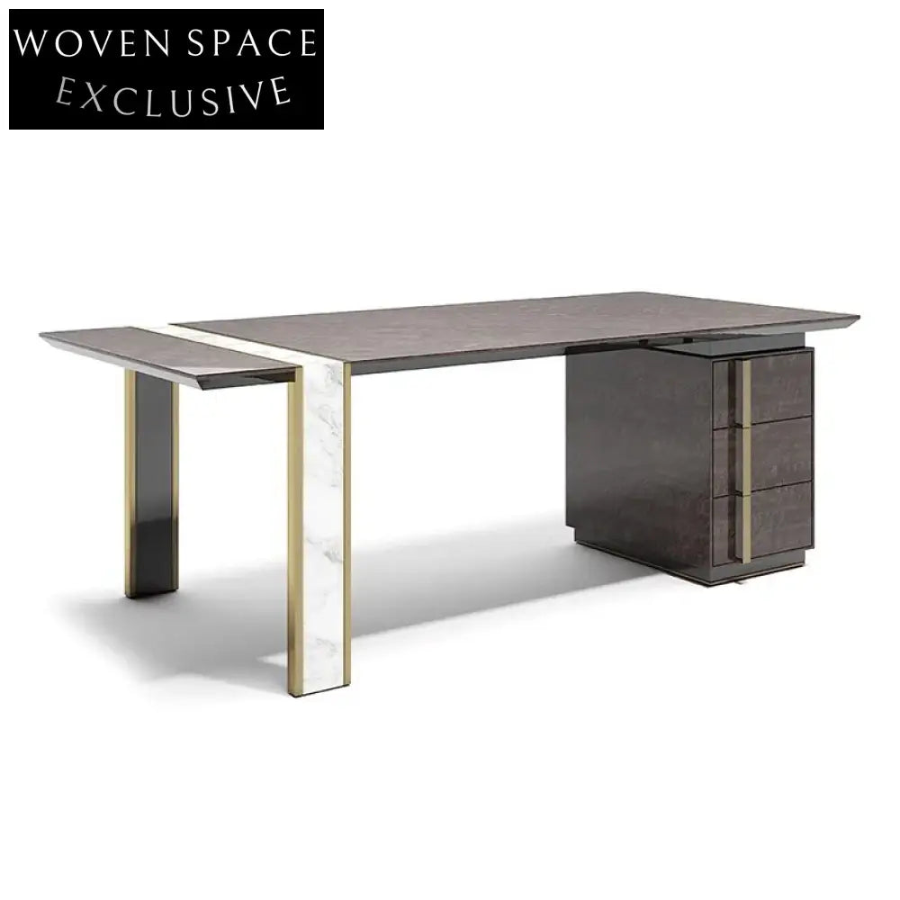 Nordic Light Luxury Marble Top Executive Desk for Modern Home Office Villa