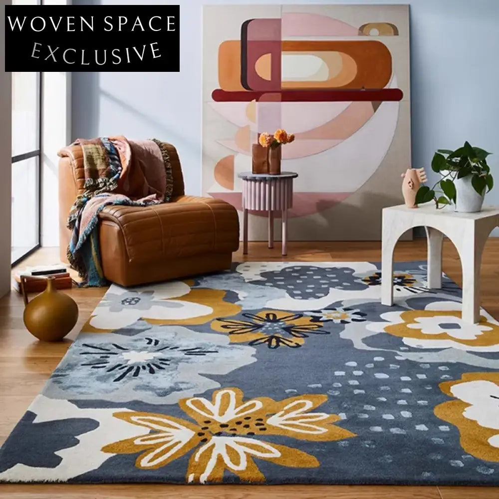 Nordic Luxury Cream Handmade Modern Geometric Living Room Bedroom Carpet