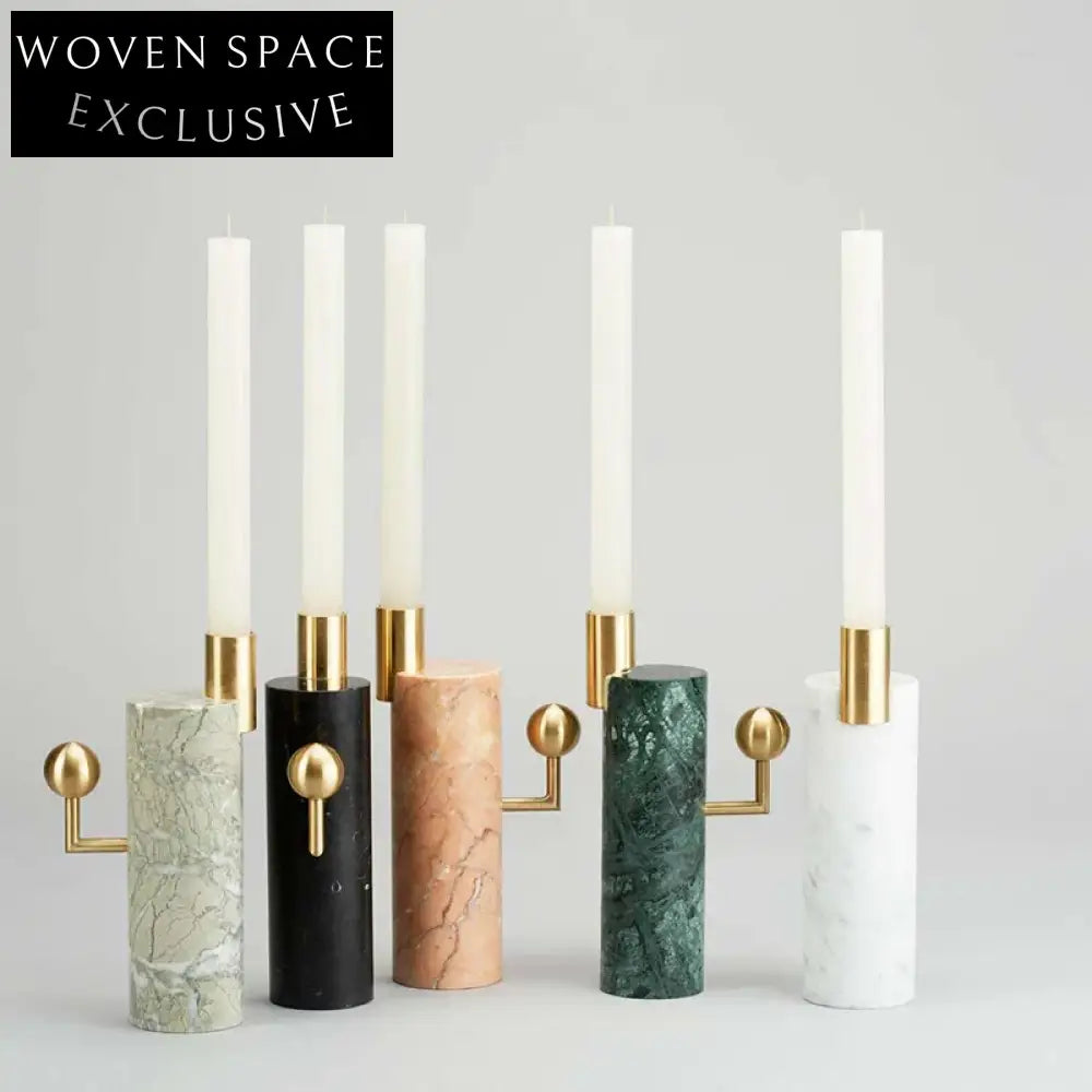 Nordic Luxury Gold Marble Candlestick Holder - Natural Stone Candle Holder