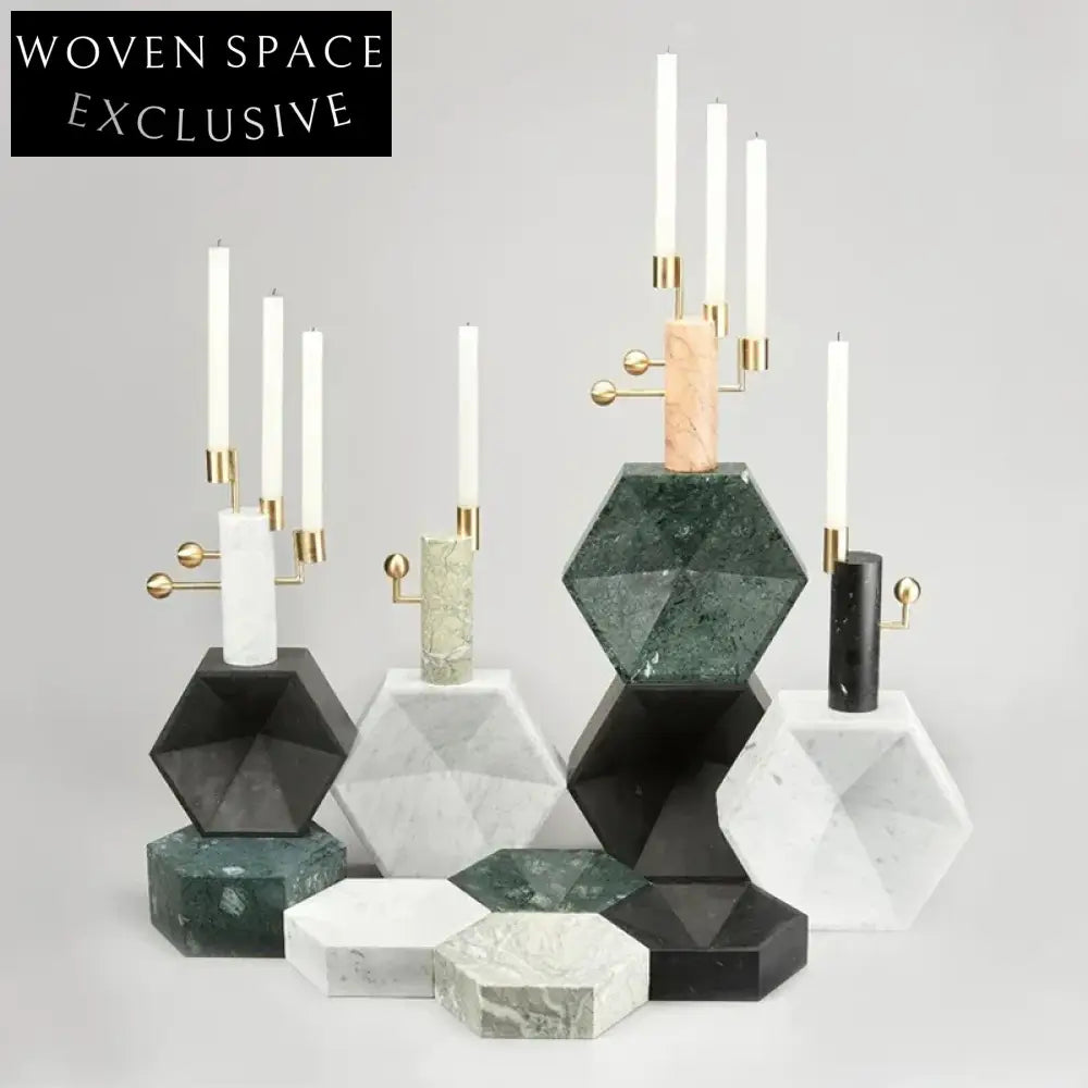 Nordic Luxury Gold Marble Candlestick Holder - Natural Stone Candle Holder