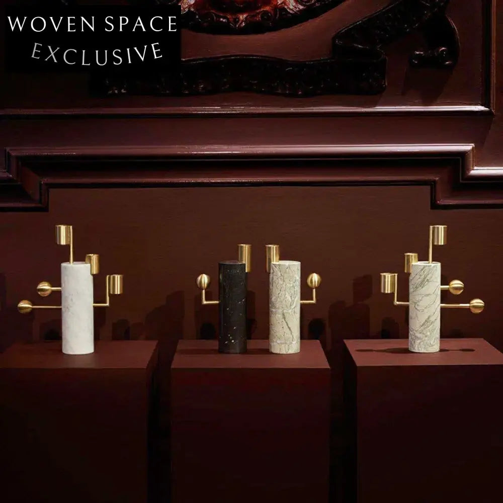 Nordic Luxury Gold Marble Candlestick Holder - Natural Stone Candle Holder