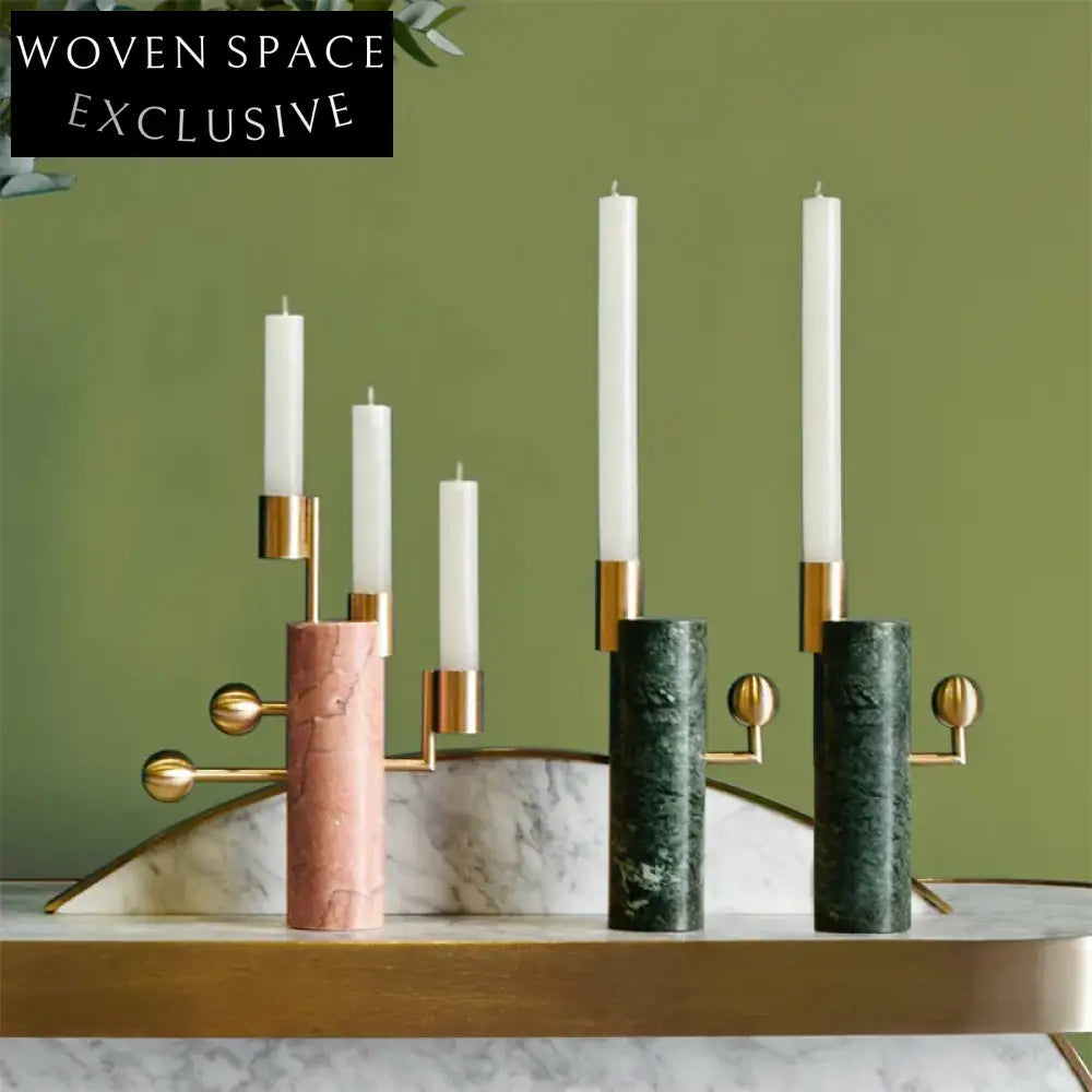 Nordic Luxury Gold Marble Candlestick Holder - Natural Stone Candle Holder