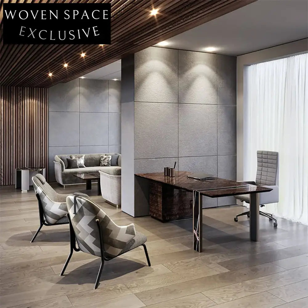 Nordic Luxury Marble Wooden Home Office CEO Desk Table for Modern Workspace