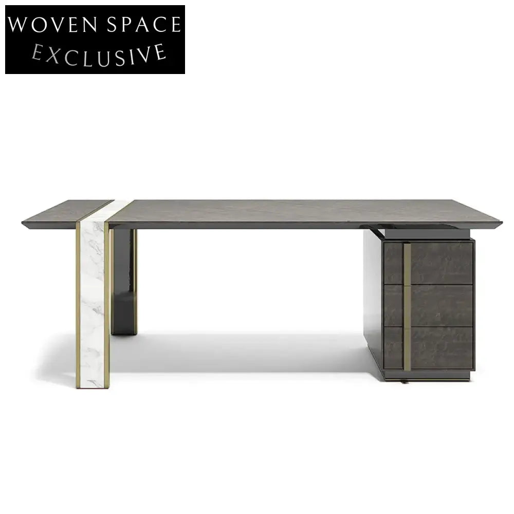 Nordic Luxury Marble Wooden Home Office CEO Desk Table for Modern Workspace