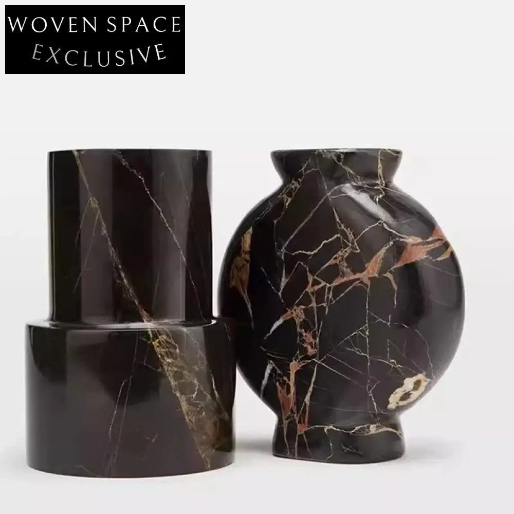 Nordic Luxury Natural Marble Stone Flower Planter Tabletop Vase