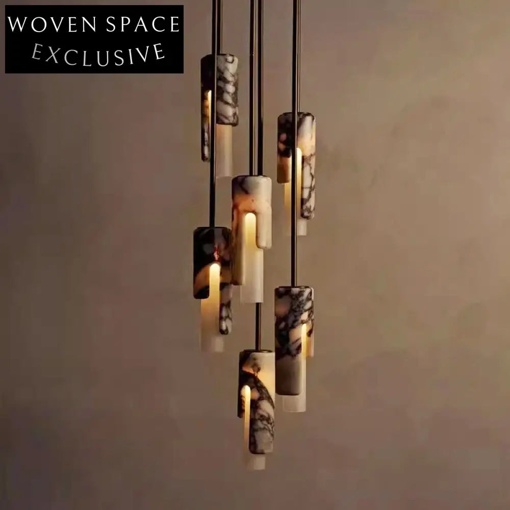 Nordic Luxury Natural Stone LED Pendant Chandelier for Living Dining Room