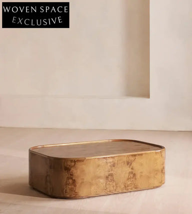 Nordic Modern Luxury Wood Coffee Table, Olive Ash Burl Living Room Centerpiece