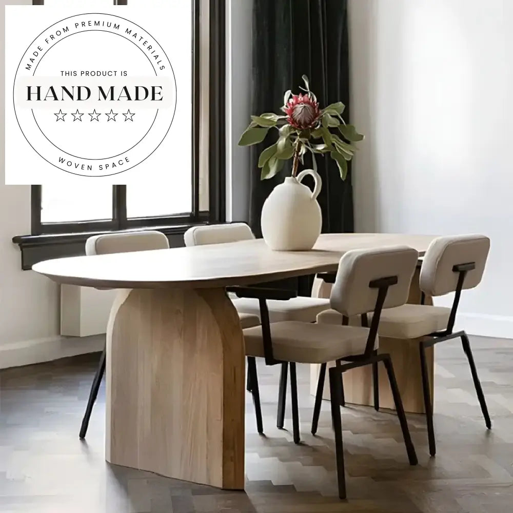 Nordic Luxury Oval Oak Solid Wood 6 Seater Dining Table