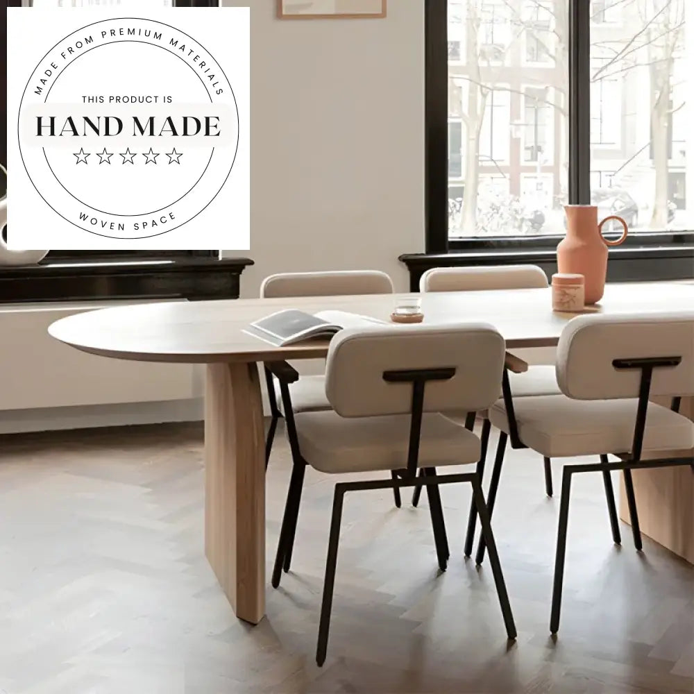 Nordic Luxury Oval Oak Solid Wood 6 Seater Dining Table