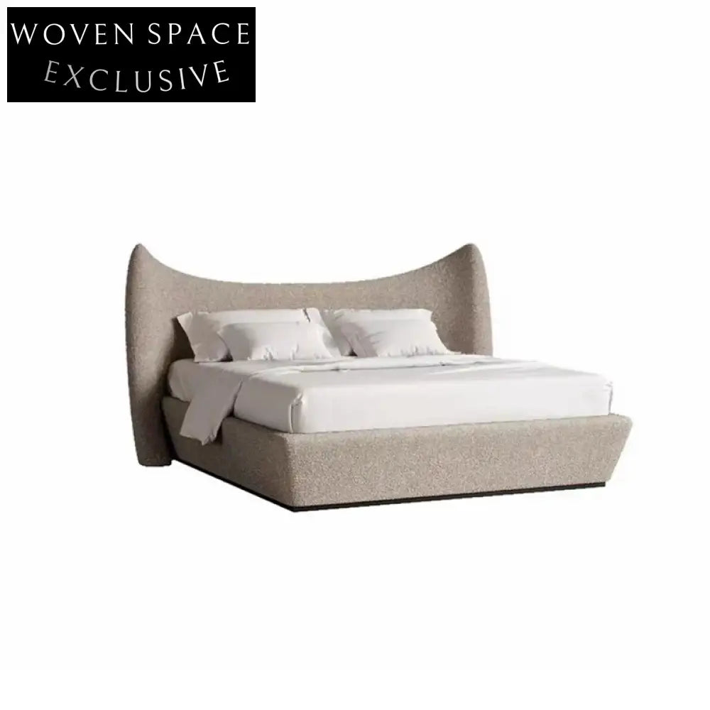 Nordic Luxury Solid Wood Linen Fabric King Size Double Bed